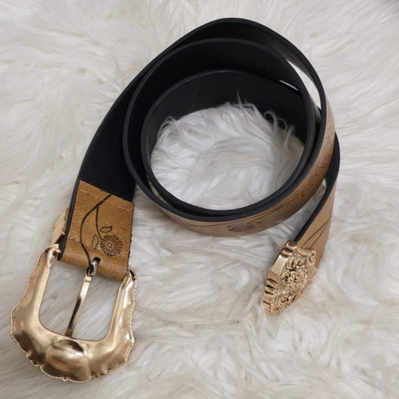 Classical Beige Hip Hop Belt With Metal Buckle And Floral Print🌴 - Picture 7 of 8